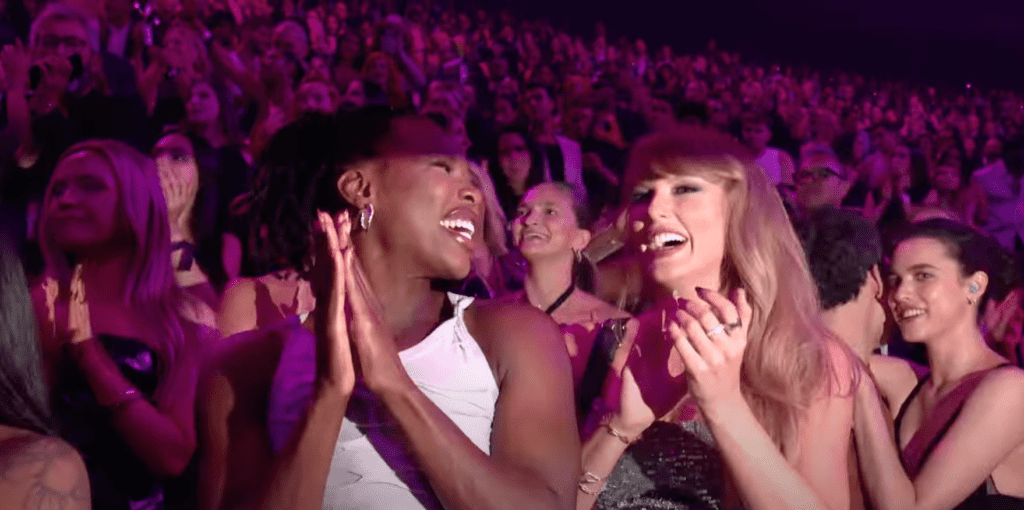 Taylor Swift watches Katy Perry at the VMAs